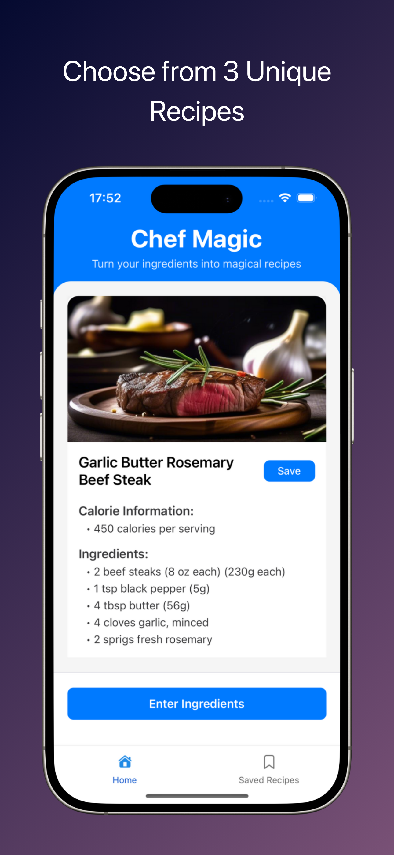 Choose from recipes